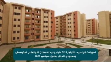 تمويلات قياسية.. تتجاوز 92.3 مليار جنيه للإسكان الاجتماعي لمتوسطي ومحدودي الدخل بحلول سبتمبر 2025